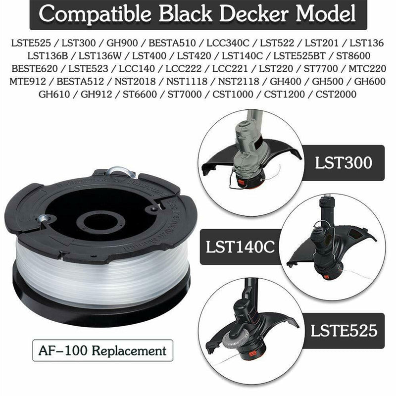6Pack String Trimmer Line 30ft 0.065 Replacement Spool For BLACK+DECKER AF-100-3ZP