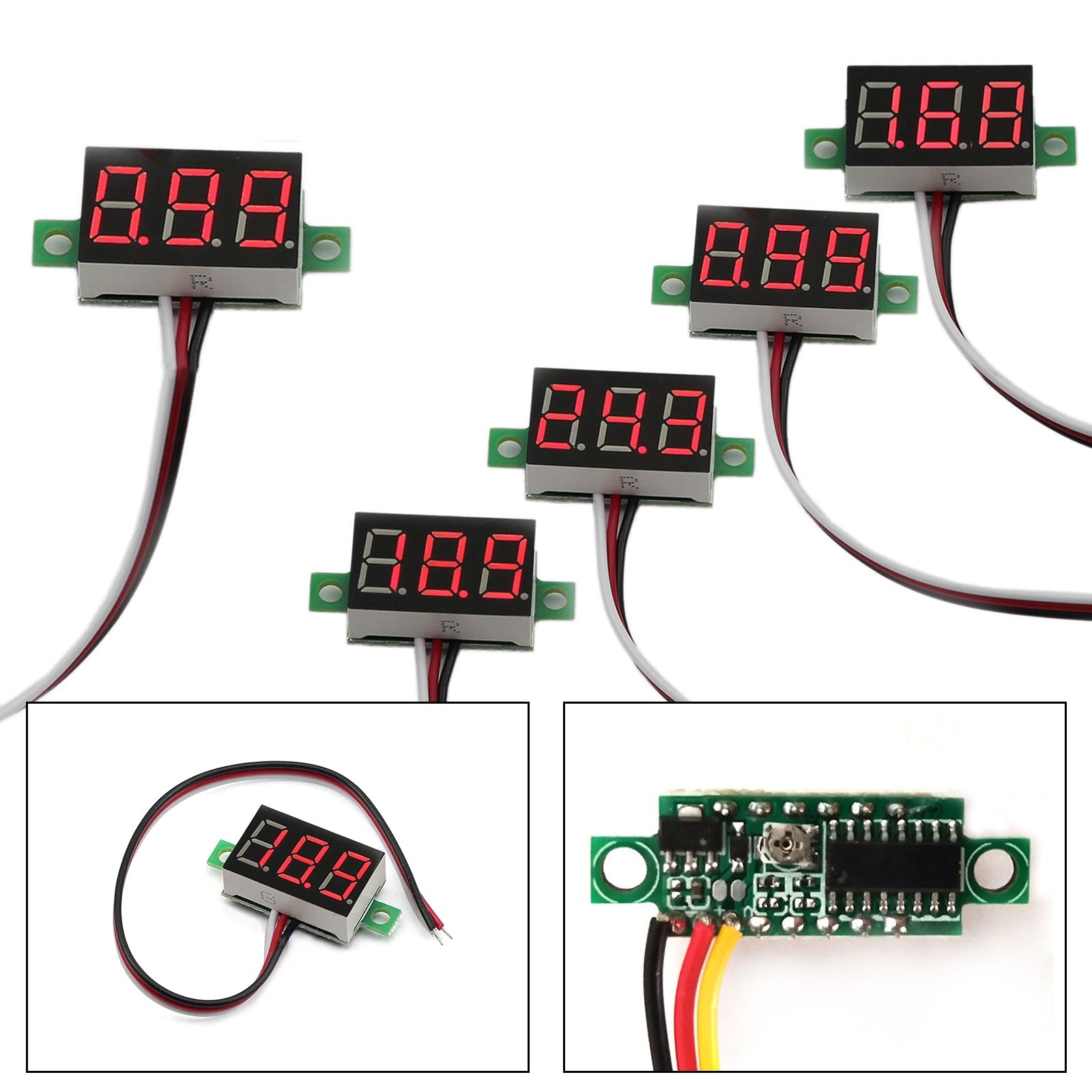 5x تيار مستمر صغير 0-30 فولت أحمر LED 3-شاشة ديجيتال الجهد الفولتميتر لوحة معايرة