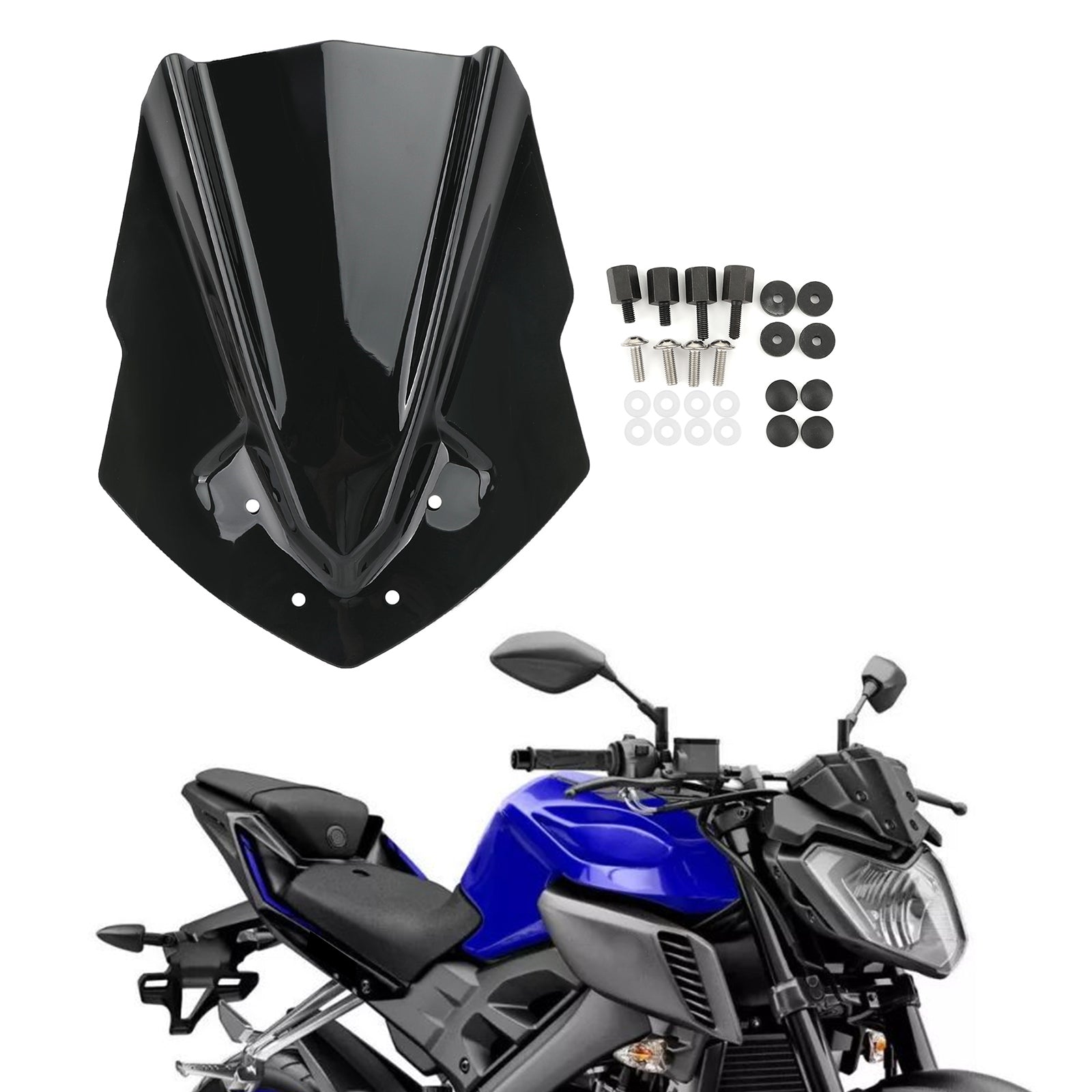 ABS Plastic Motorcycle Windshield WindScreen for Yamaha MT125 2015-2019 Generic