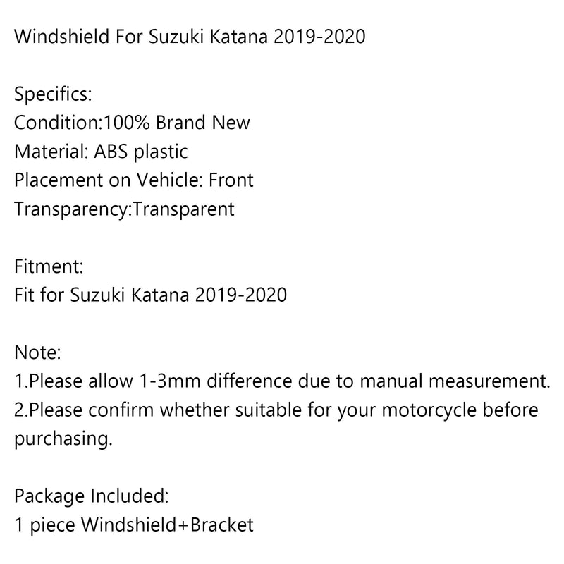ABS الزجاج الأمامي واقي الرياح لسوزوكي كاتانا 2019-2020 عام
