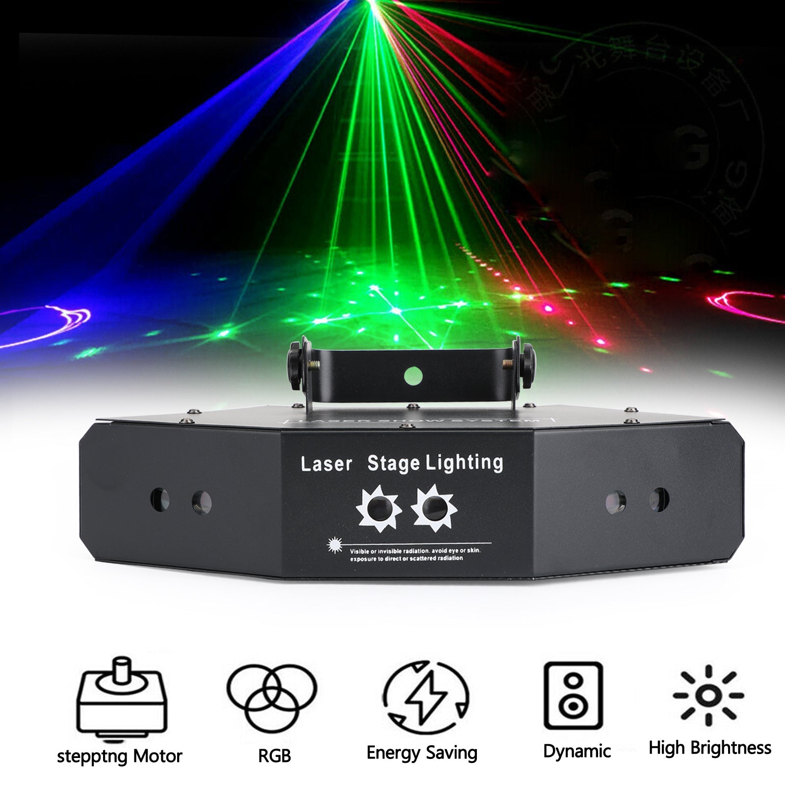 6 عدسات مسح ضوء الليزر DMX Line Beam RGB مرحلة الإضاءة DJ Dance Disco Party