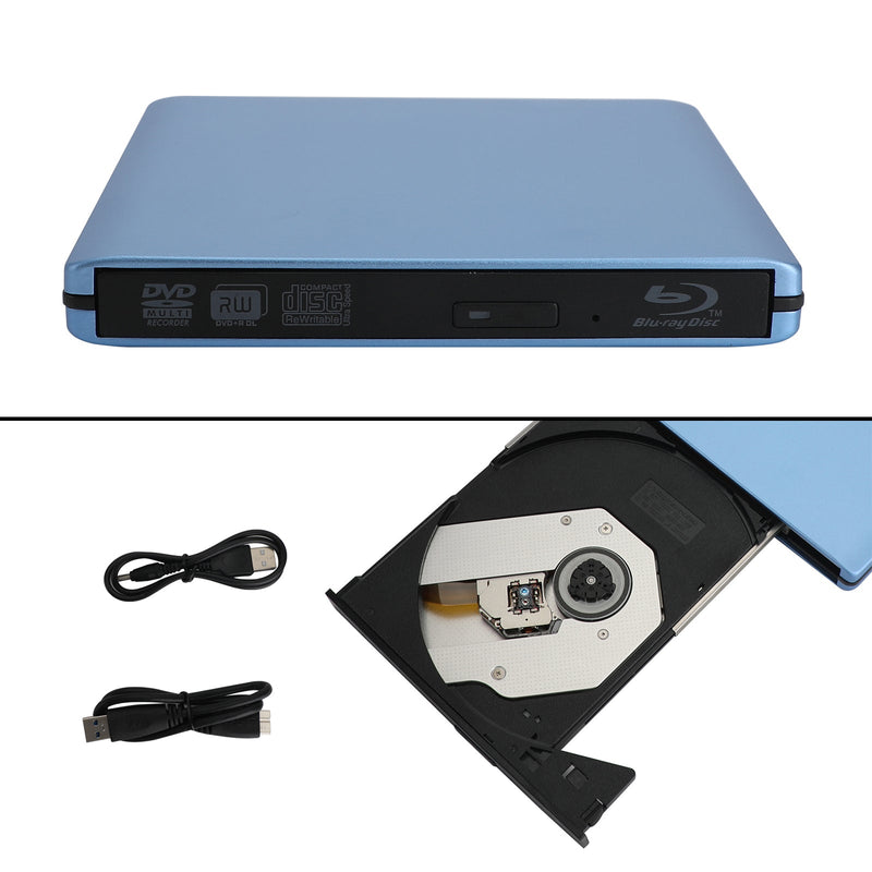 Blu ray Burner Slot In USB External BD-R BD DVD CD RW Disc Writer Movie Player