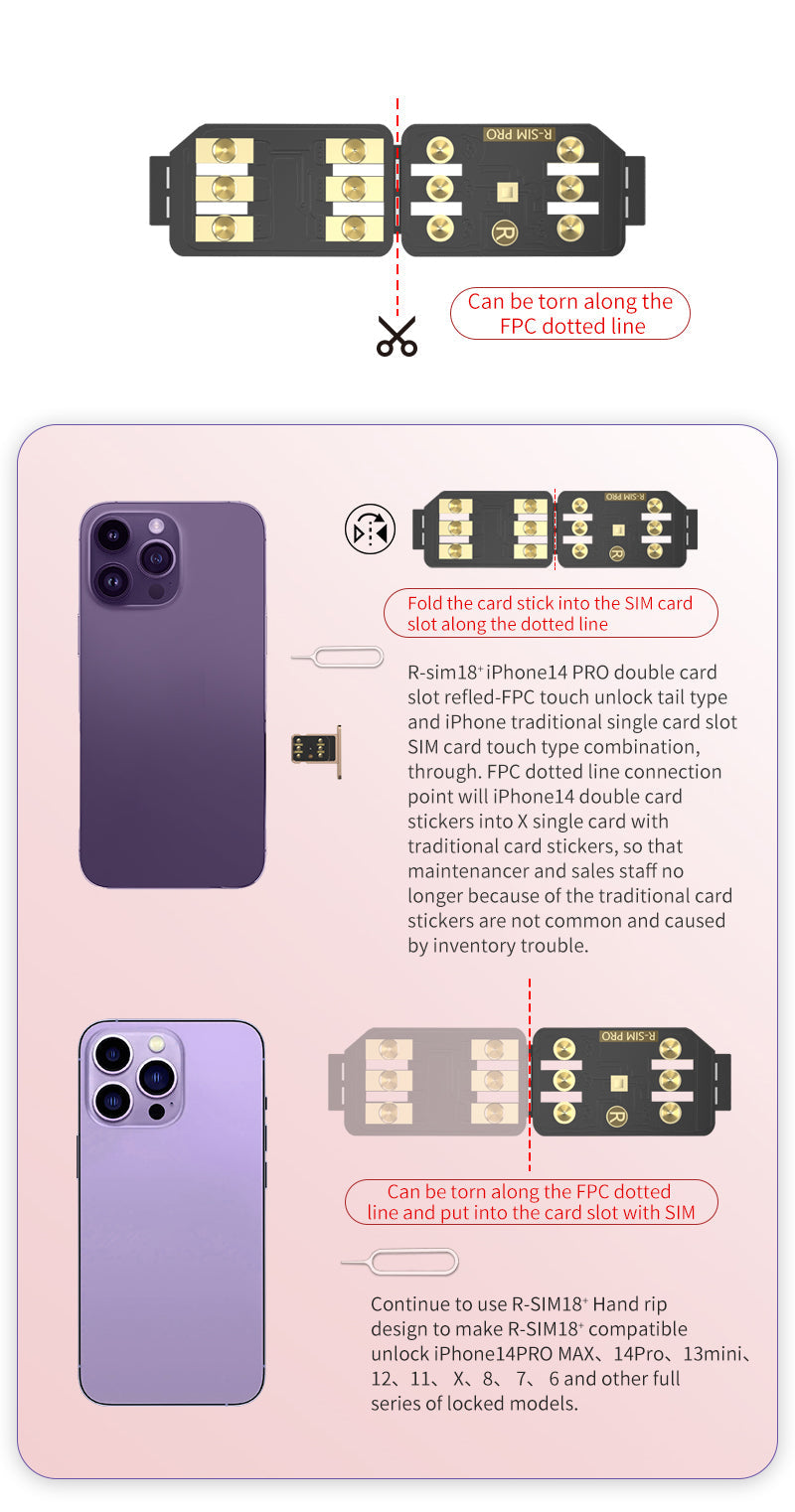 R-SIM 18+ Nano desbloquear tarjeta RSIM compatible con iPhone 14 13 Pro MAX 12 Pro 11 X IOS 16