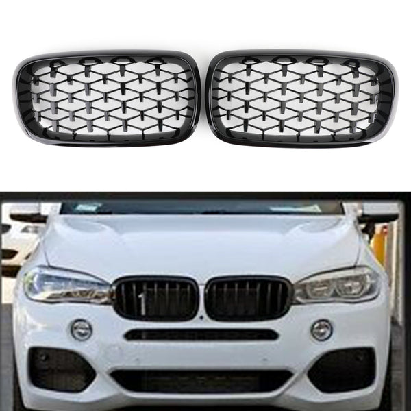 Meteor Front Kidney Grille Grill Fit 2014 - 2016 BMW X5 F15 Left & Right Black