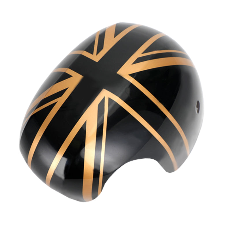 ميني كوبر F54 F55 F56 F57 F60 أسود/ذهبي علم الاتحاد المملكة المتحدة أغطية مرايا