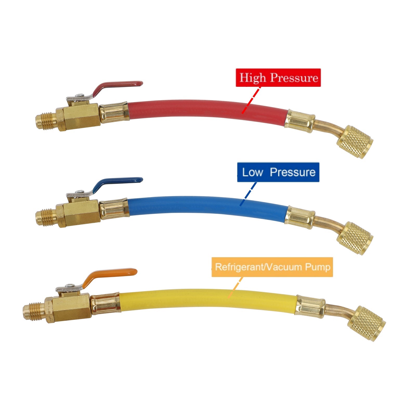 3 uds 1/4 "válvulas de bola Sae R134A R410A Set manguera de carga para refrigeración de aire Ac