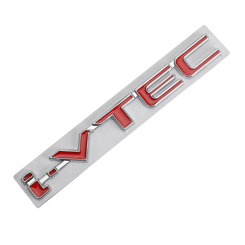 3D Metal i-VTEC Maletero trasero Turbo Fender Emblema Calcomanía Insignia Rojo y plateado