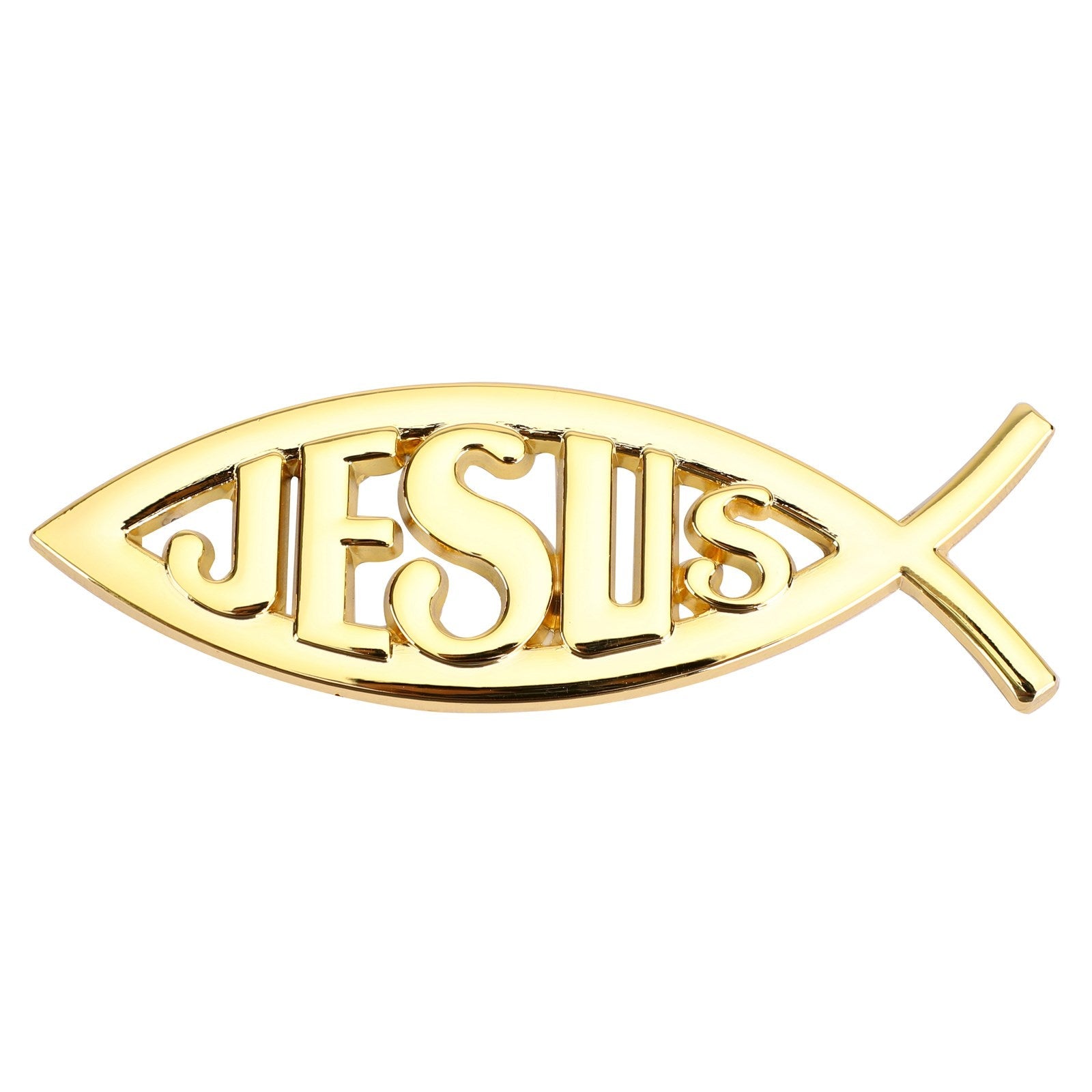 3D Car Decal Emblem Sticker Religious God For Jesus Christian Fish Symbol Silver