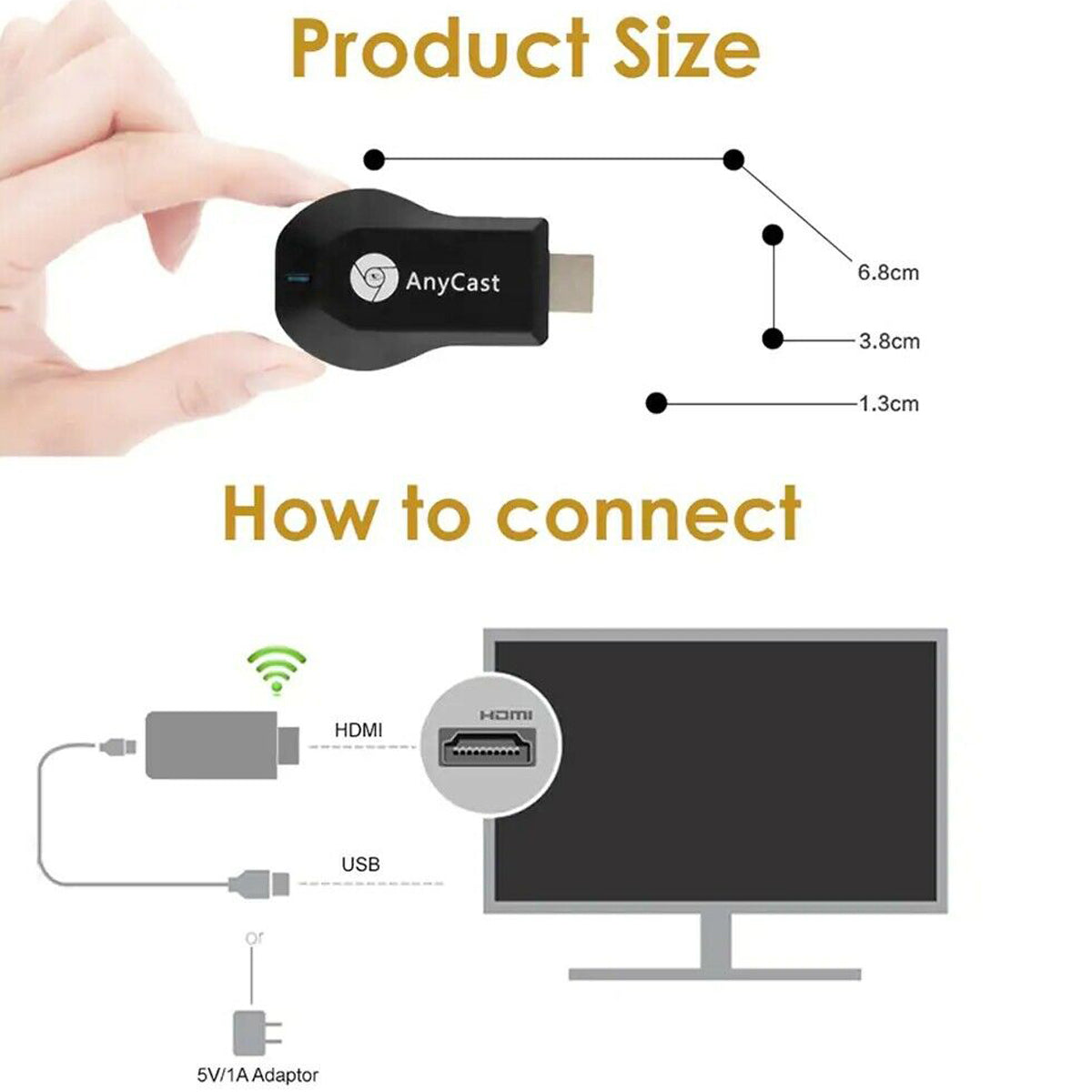 Display Receiver Dongle Streamer Anycast 4K M4+ Air Play HDMI TV Stick WIFI