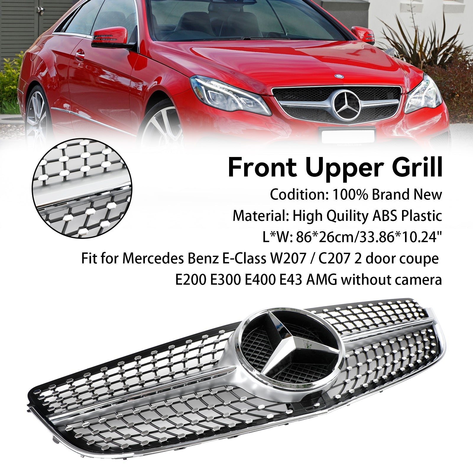 2014-2017 Mercedes E-CLASS W207 Coupe Front Bumper Grille Grill Diamond