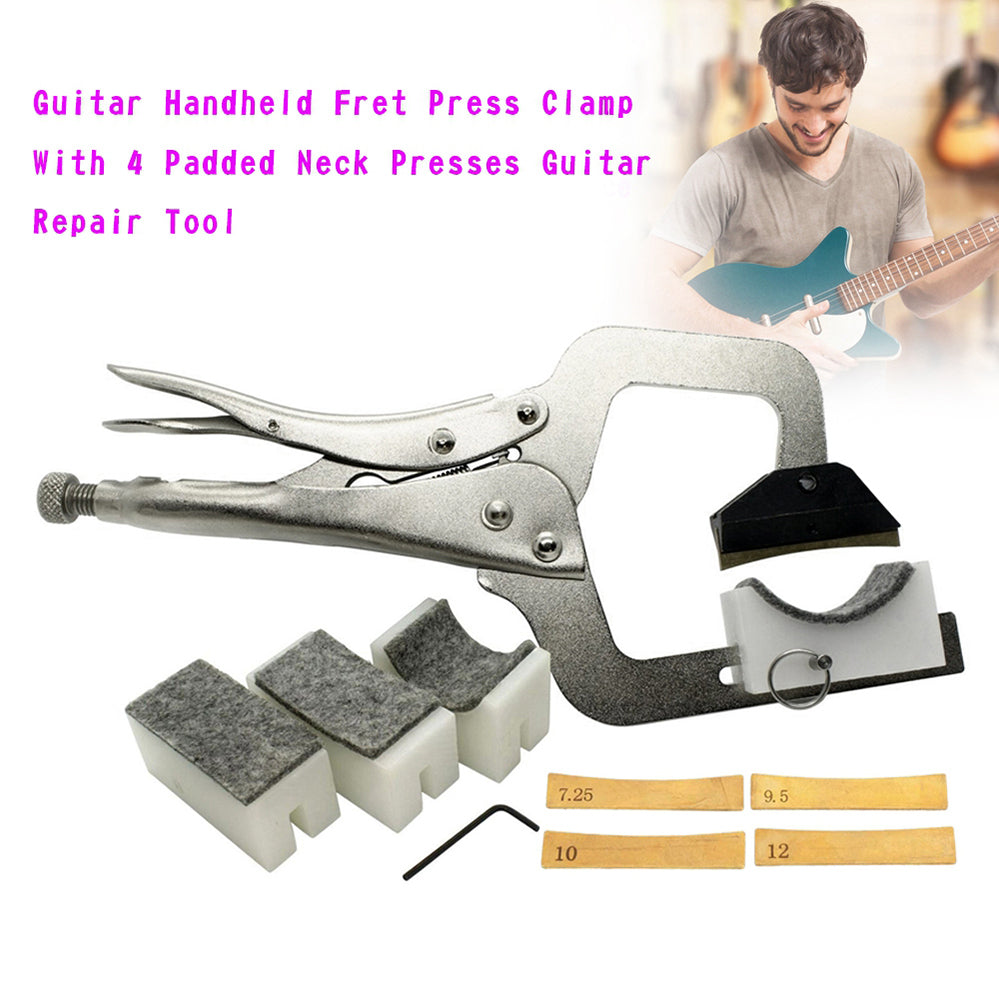 Guitar Handheld Fret Press Clamp With 4 Padded Neck Presses Guitar Repair Tool