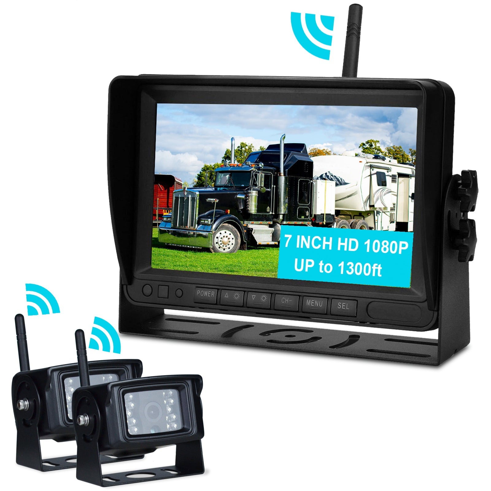 7 inch Display Wireless AHD 1080P Rear View Backup Camera Kit for Truck Trailer