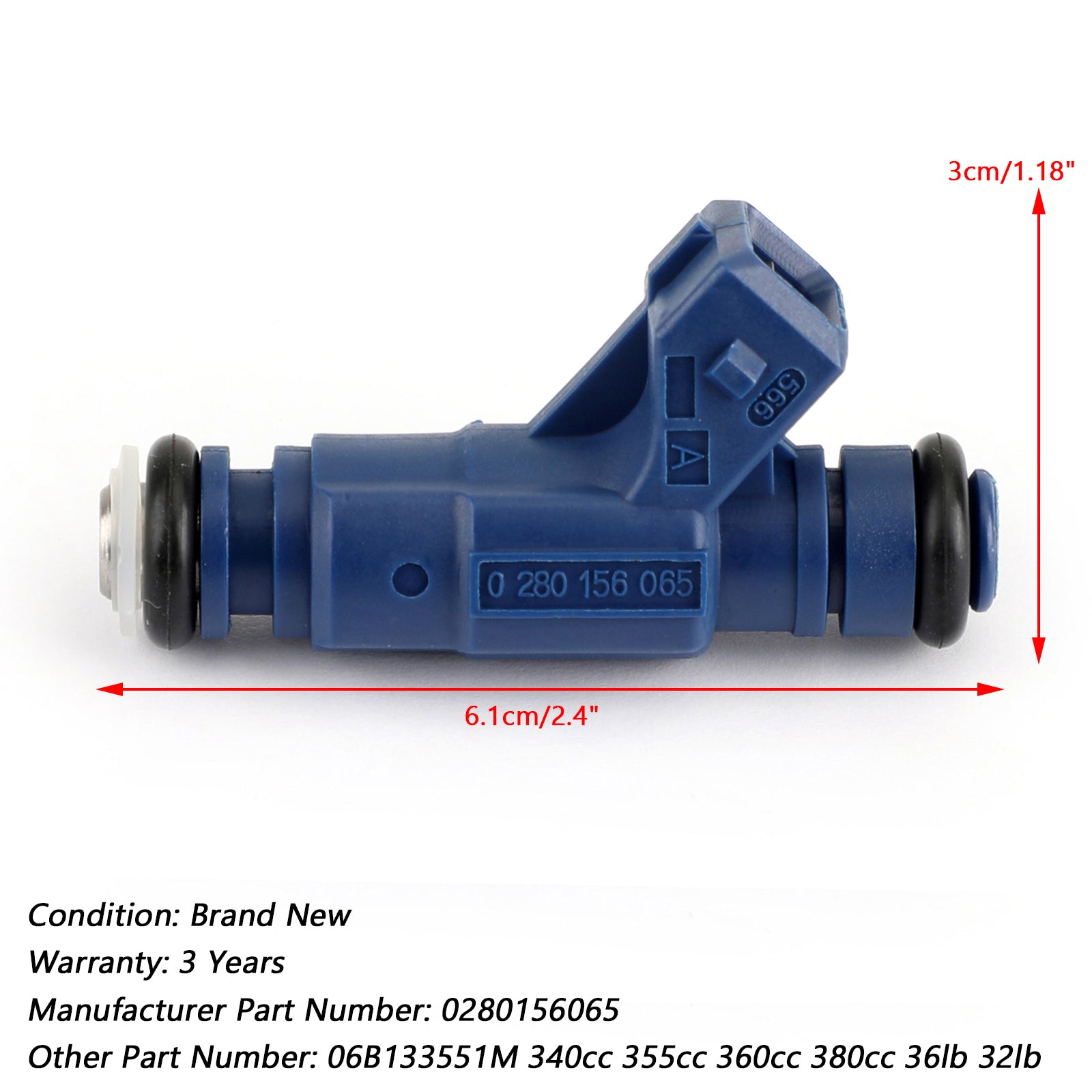 4 قطعة حقن الوقود 0280156065 لأودي A4 كواترو VW باسات 1.8L 06B133551M 340cc 852-12185 0280156065 عام