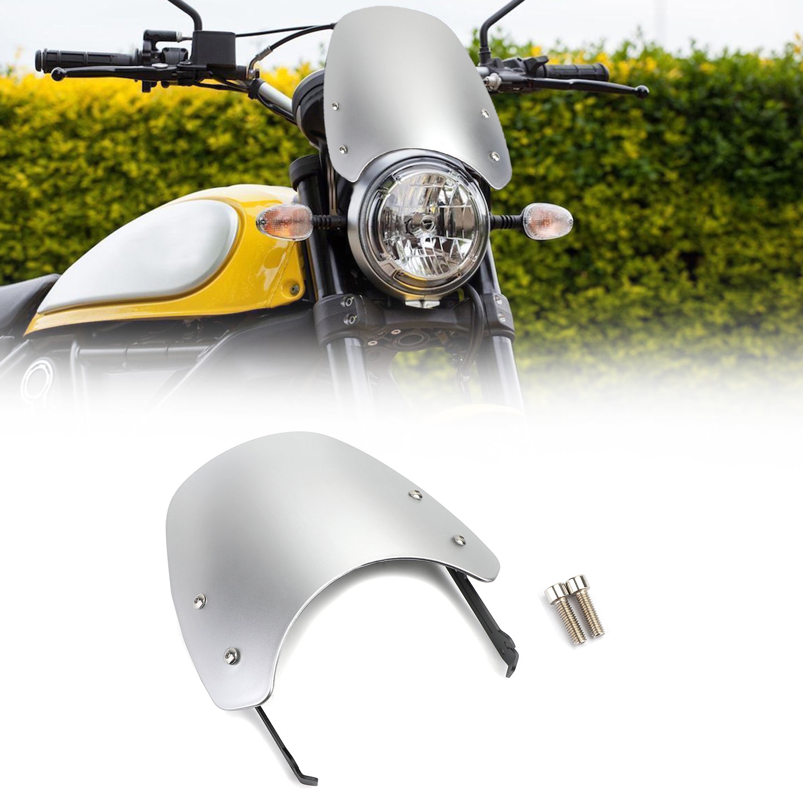 Windshield Windscreen Wind Defector protection For 15-2018 Ducati Scrambler Silver Generic