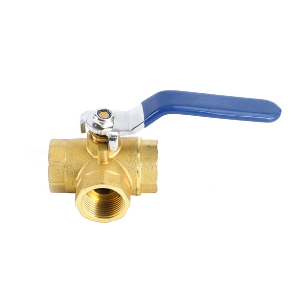 3-Way Ball Valve Female L Port Lever Handle 3/4" NPT Made Of Forged Brass