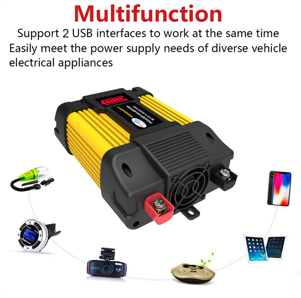 Inversor de onda sinusoidal de potencia de coche de 4000 W con pantalla LED DC 12 V a inversor de CA 220 V