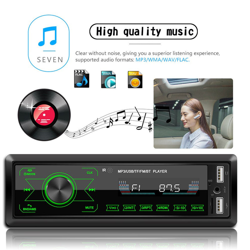 Bluetooth Single 1 Din Car Stereo USB AUX Reproductor de MP3 Pantalla táctil Radio In-Dash CA Market