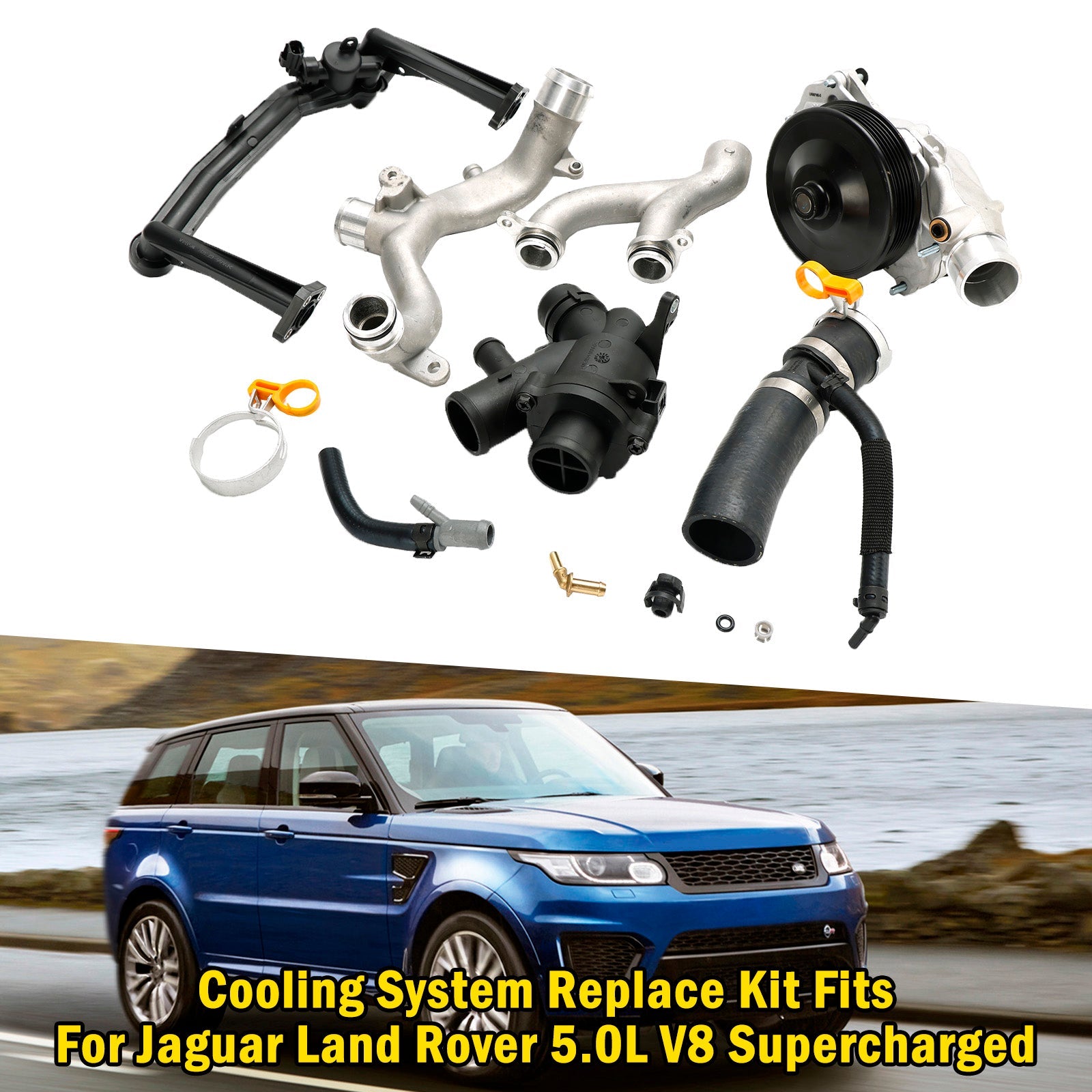 2014-2021 Jaguar F-Type 5.0L V8 Cooling System Replace Kit AJ812119 AJ813909 AJ814042