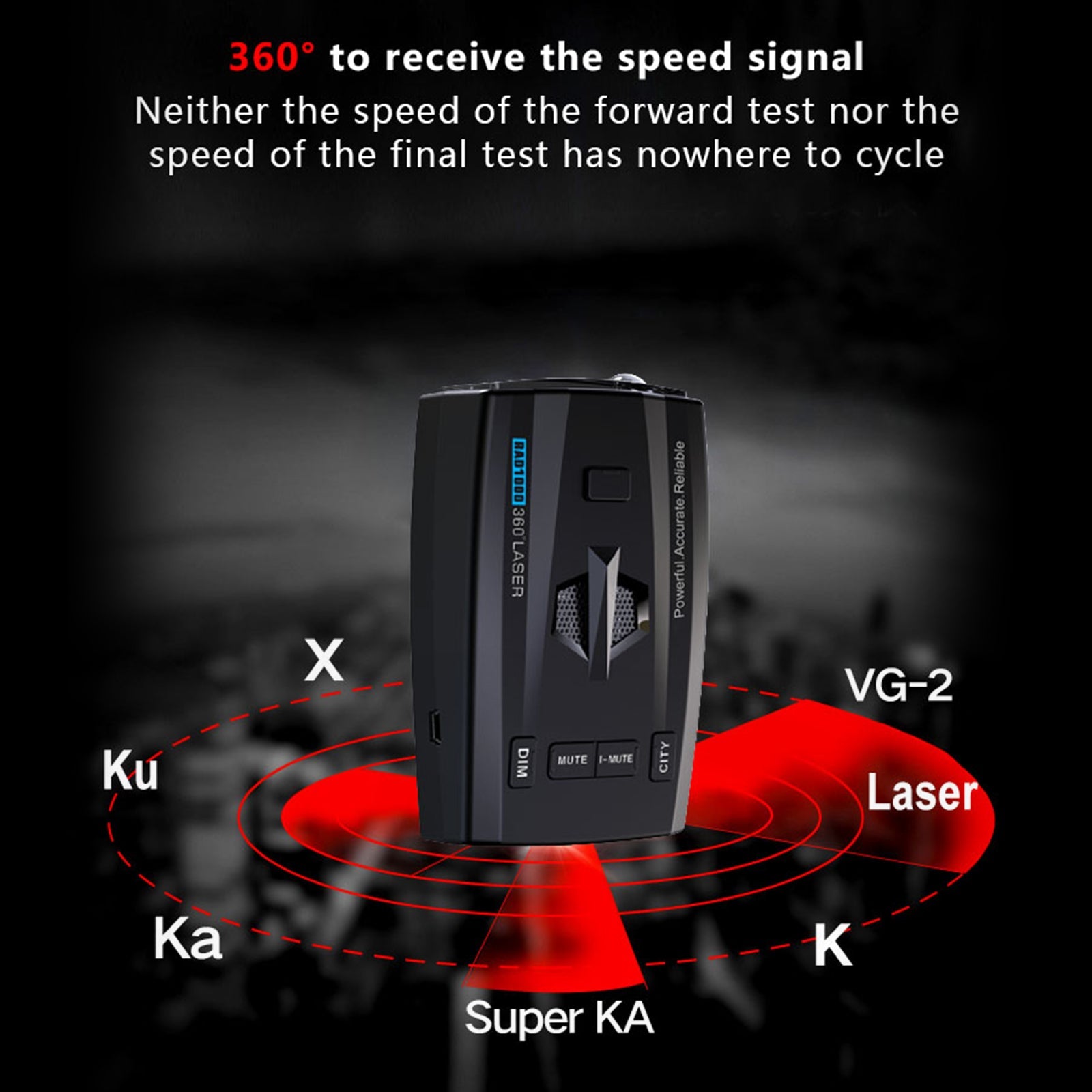 RAD1000 360属 Detector de medición de velocidad Lidar con radar de velocidad para perros electrónico láser para automóvil