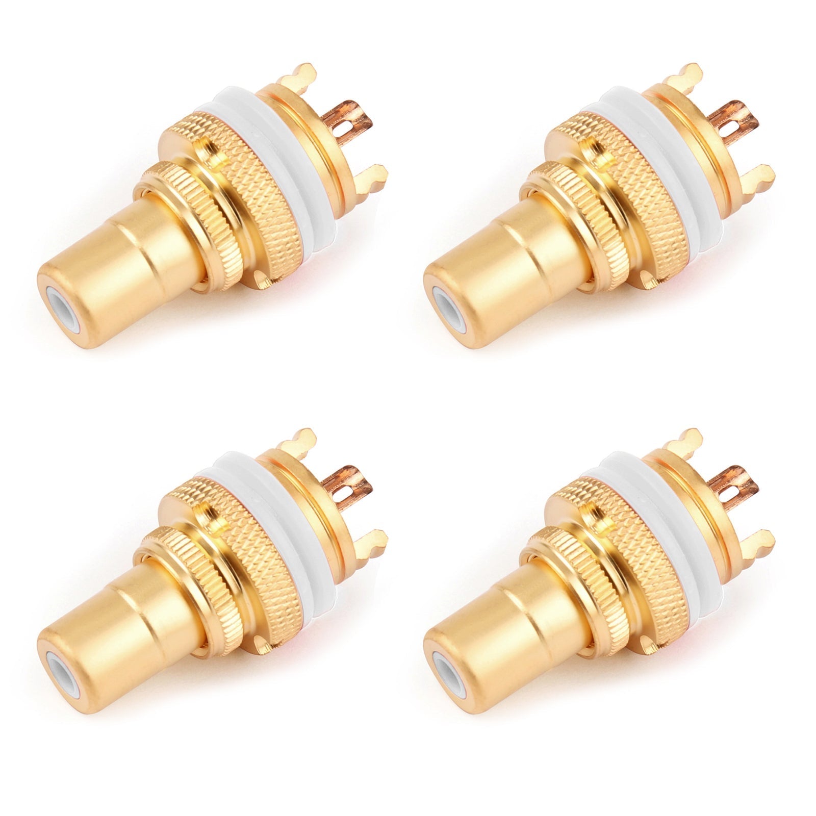 Conector de chasis de enchufe hembra RCA blanco de 4 Uds., conector de cobre chapado en oro 