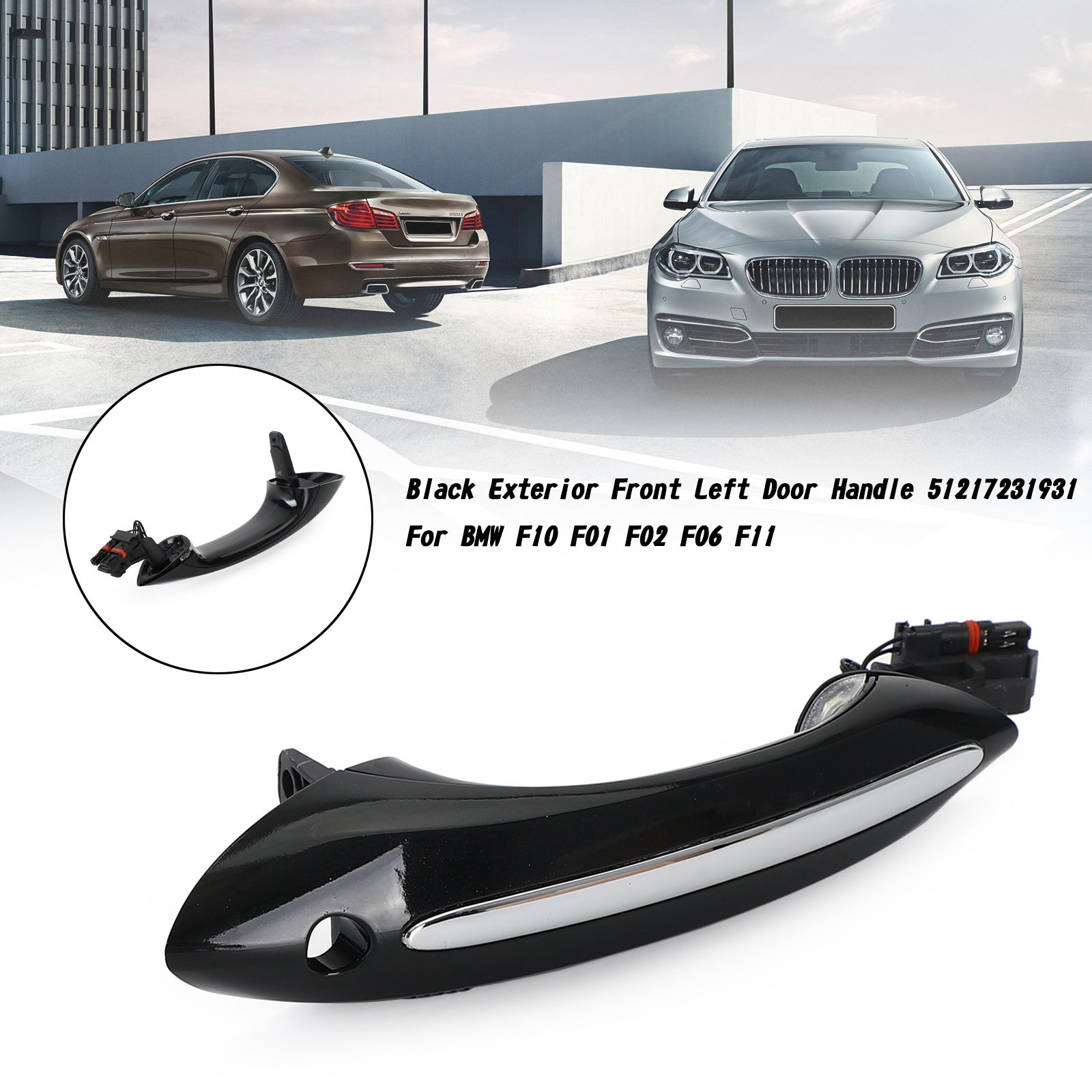 Black Exterior Left+Right Door Handle 51217231931/51217231934 For BMW F10 F01 Generic