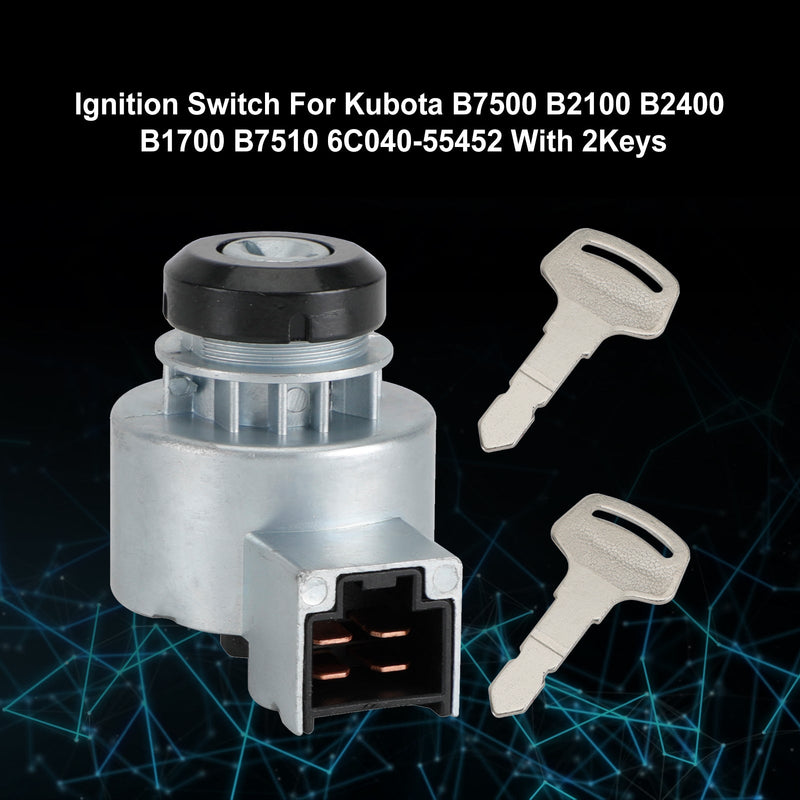 Interruptor de encendido con 2 llaves para Kubota B2400 B2100 B7500 B1700 6C040-55452