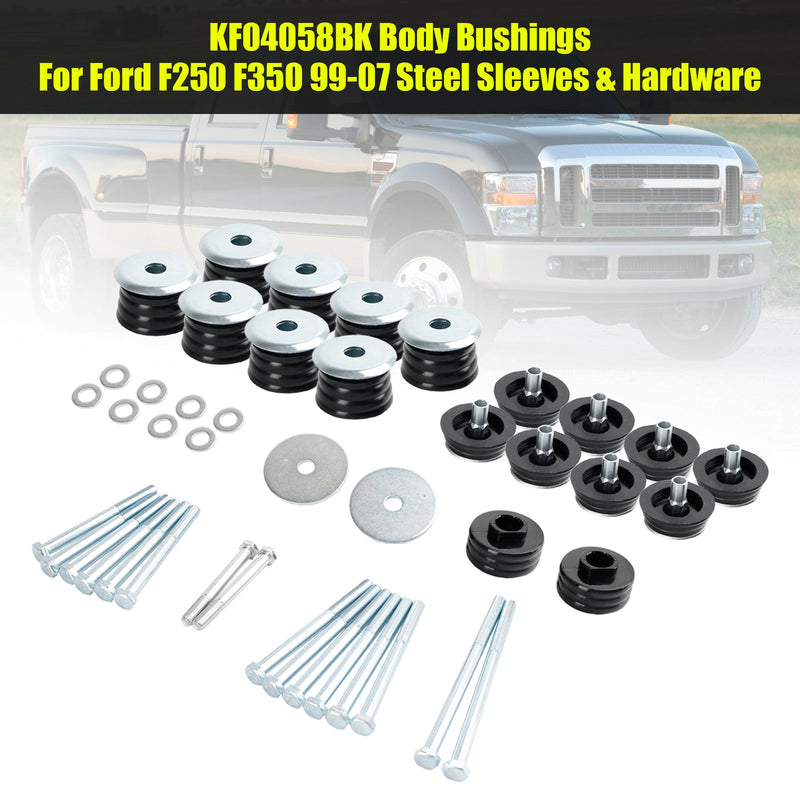 KF04058BK Body Bushings For Ford F250 F350 1999-2007 Steel Sleeves & Hardware