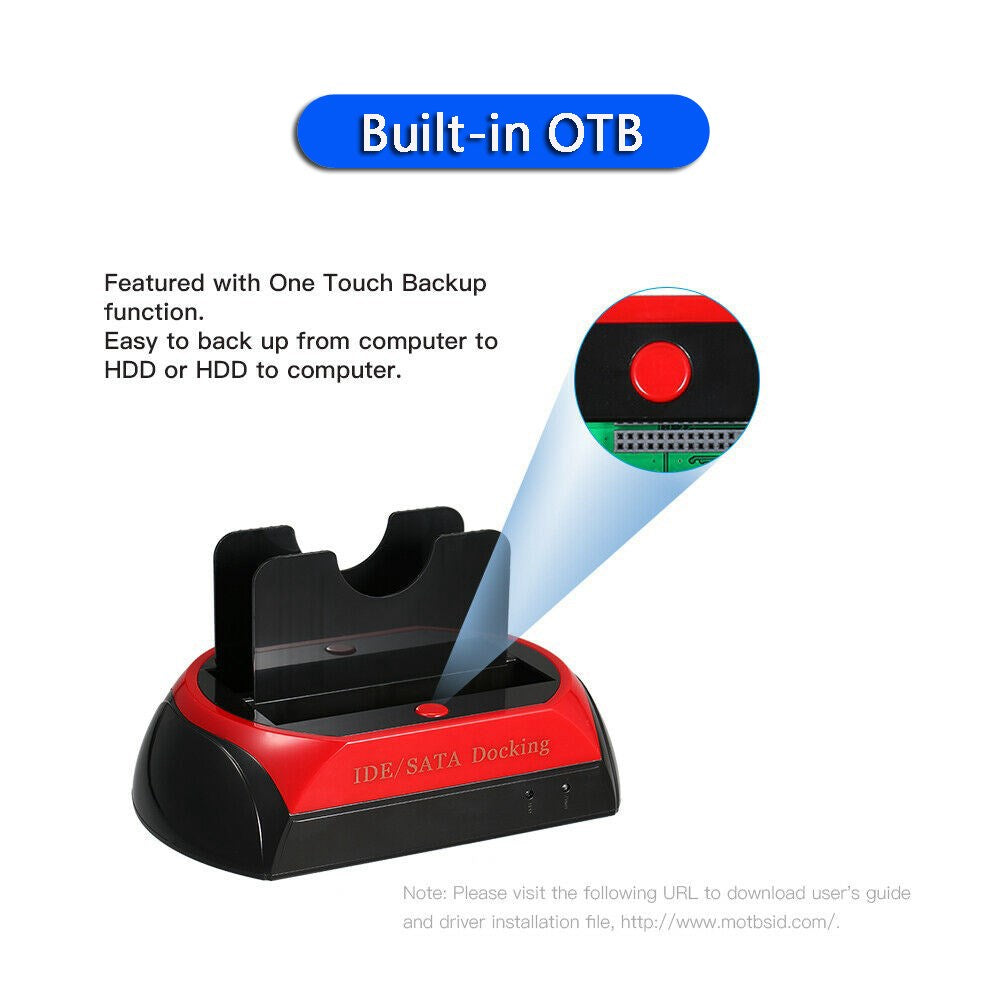 USB 2.0 to IDE/SATA External Hard Drive Docking Station 2 Bay 2.5" 3.5" HDD US