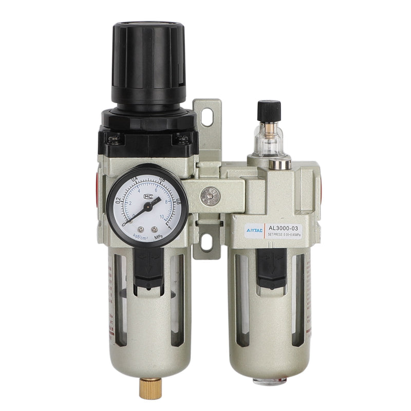 3/8" Air Compressor Filter Oil Water Separator Trap Tools w/ Regulator Gauge