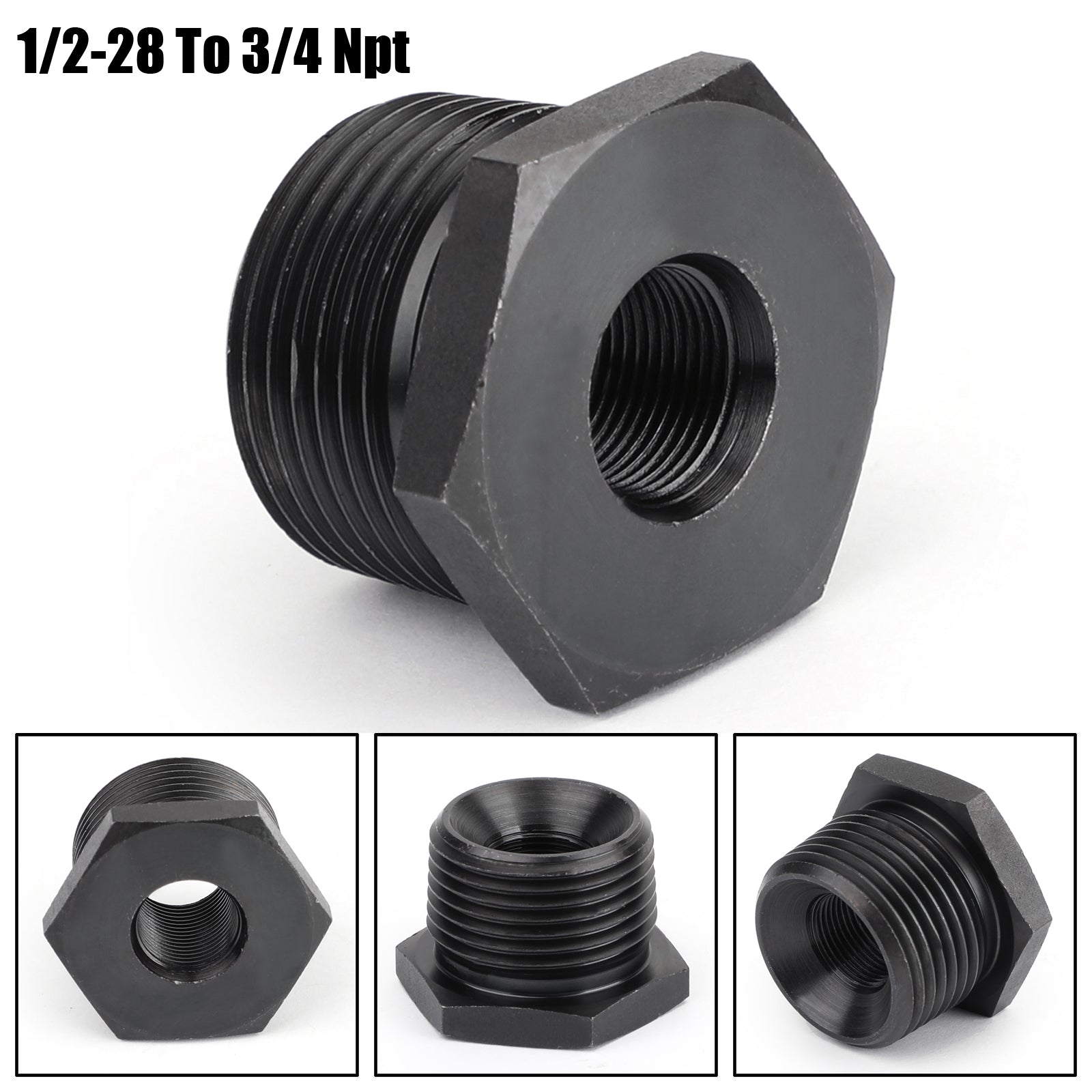 3PCS 1/2-28 to 3/4-16, 13/16-16, 3/4 NPT Thread Oil Filter Adapters Black New Generic