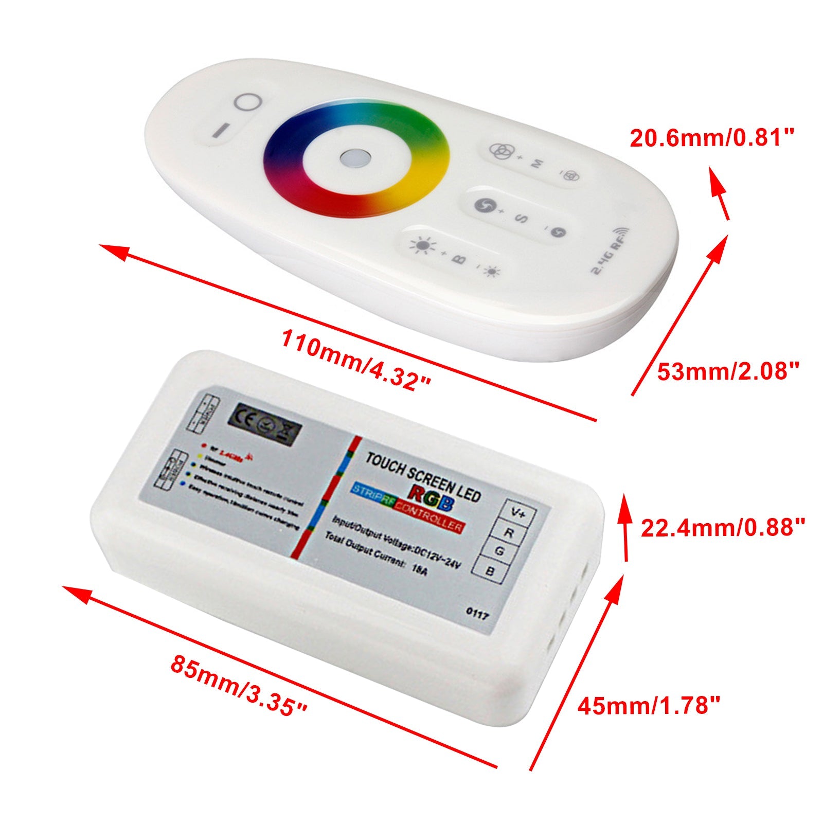 2.4G Touch RF Control Remote Controller For DC 12-24V RGB LED Light Strip