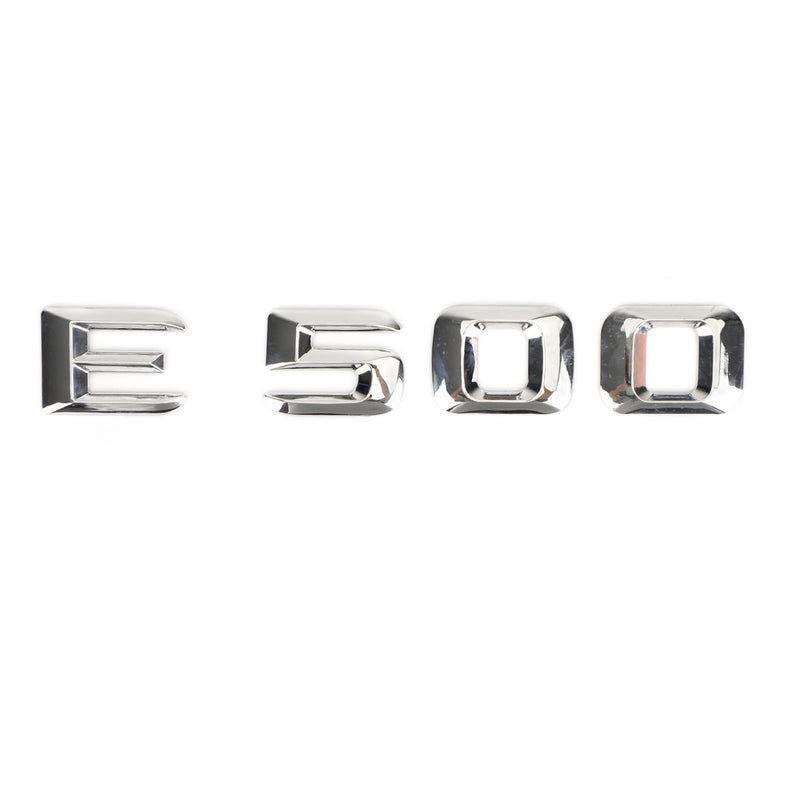 Insignia del emblema del maletero trasero Placa de identificación Calcomanía Letras Números Fit Mercedes E500 Chrome Generic
