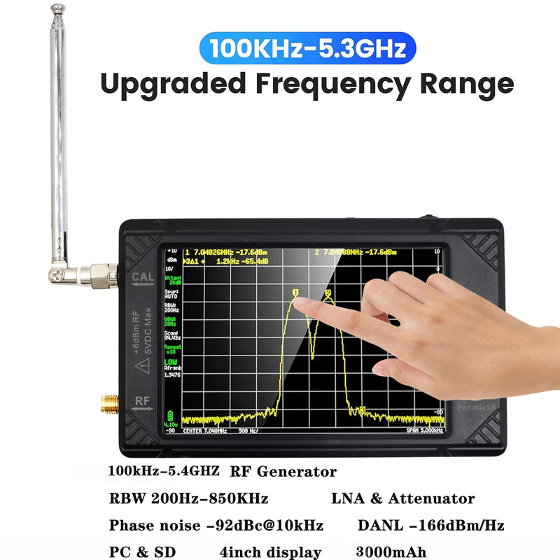 LCD táctil de 4 "para analizador de espectro pequeño portátil TinySA ULTRA 100K-5,3 GHz