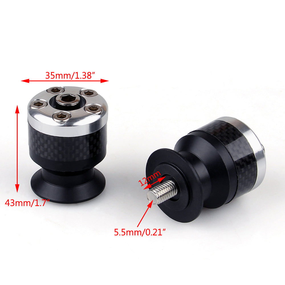 Universal Motorcycle CNC Carbon Fiber 6mm Swingarm Sliders Spools