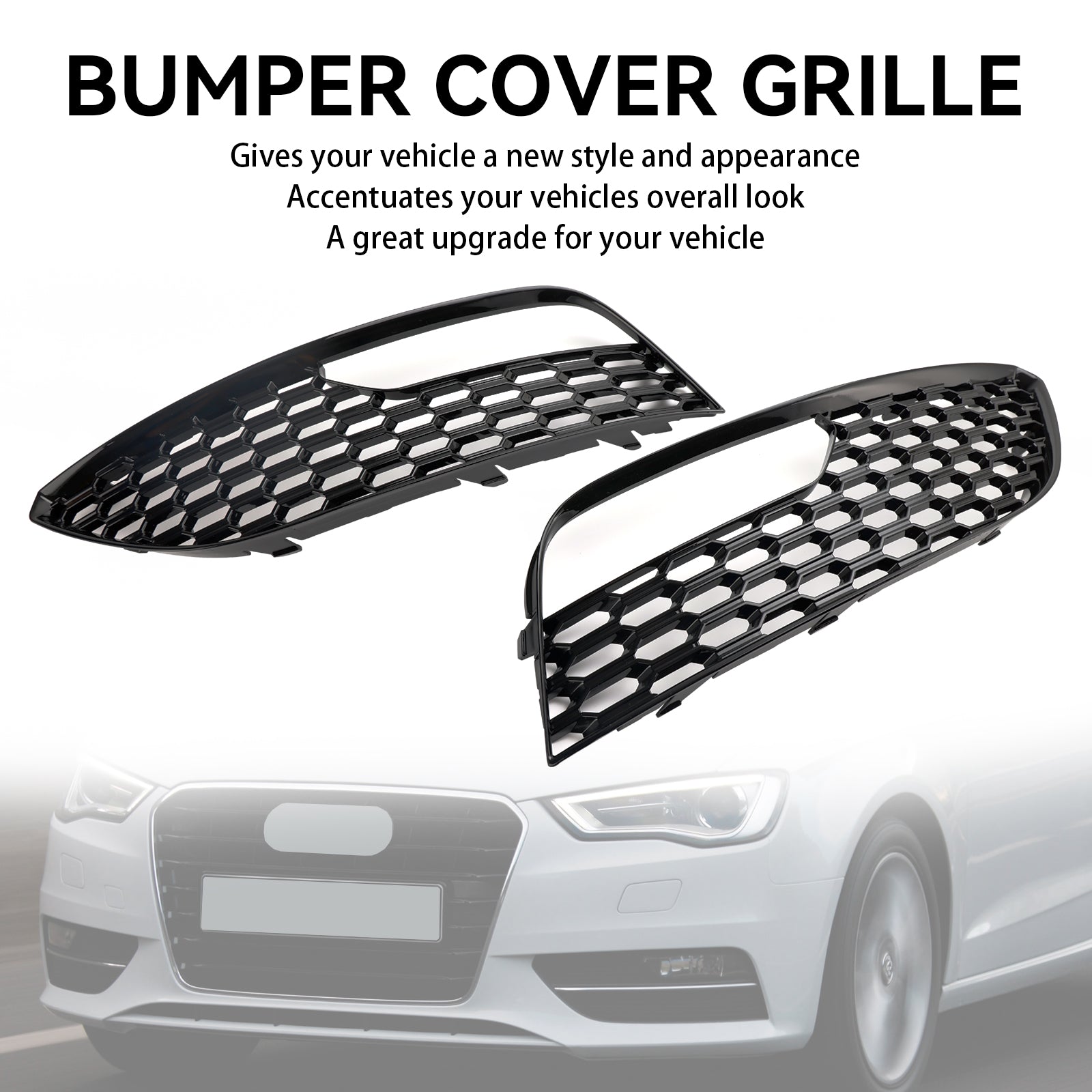 Audi A3 2012-2016 Mesh 2PCS Front Bumper Fog Light Surround Cover Grille