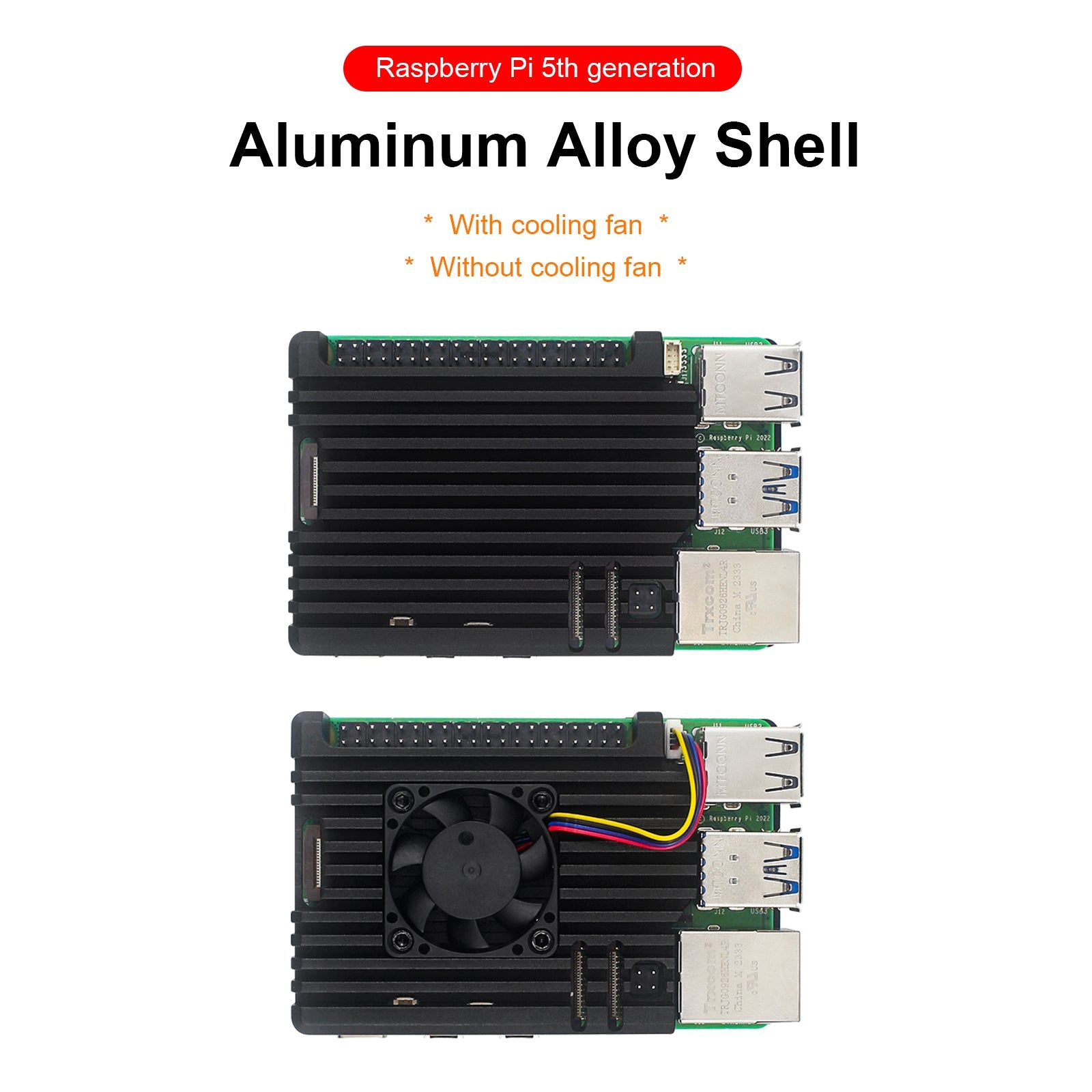 Metal Casing Raspberry pi5 Passive Cooling Aluminum Casing Optional Co