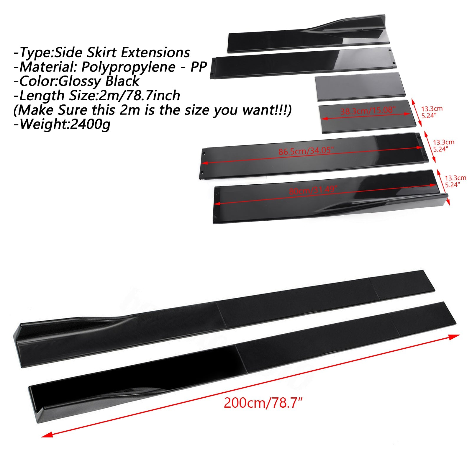 Extensiones universales de falda lateral de 78.7'' Separadores de panel basculante Labio Polipropileno Genérico