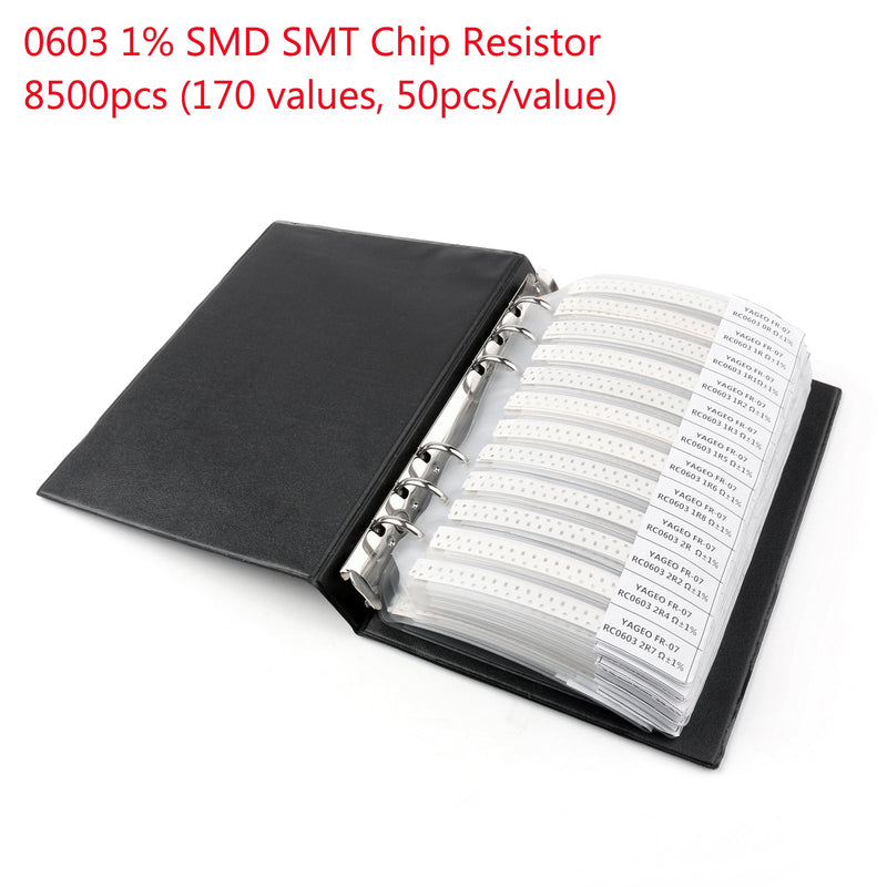 8500PCS 0603 1% SMD Chip SMT Resistor 170 Valores Muestra Libro YAGEO DIY Kits 