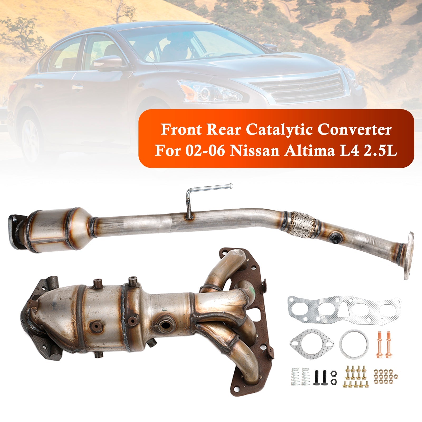 Pair Front Rear Catalytic Converter For 02-06 Nissan Altima 2.5L Direct Fit