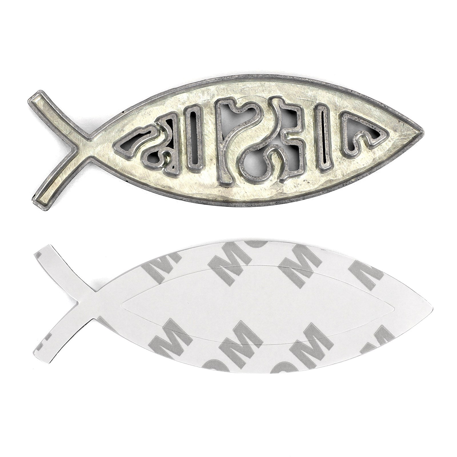 3D Car Decal Emblem Sticker Religious God For Jesus Christian Fish Symbol Silver