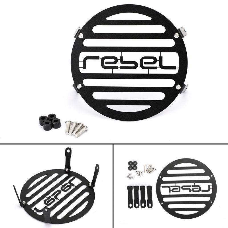 BLACK FRONT HEADLIGHT COVER GUARD GRILL FIT FOR HONDA REBEL CMX 500 300 19-2020 Generic