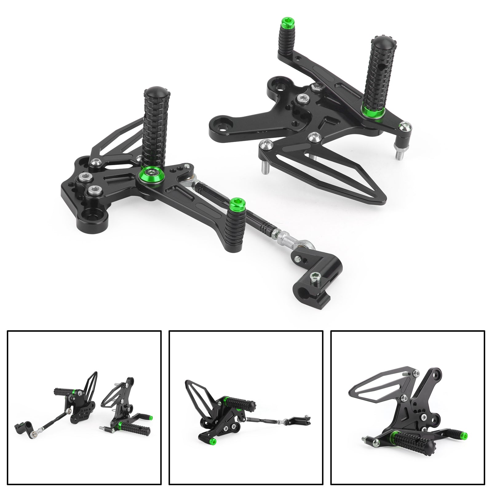 CNC Alu Rearsets Footpegs أخضر مناسب لـ Kawasaki Ninja EX 250 / 400 2018-2020 عام