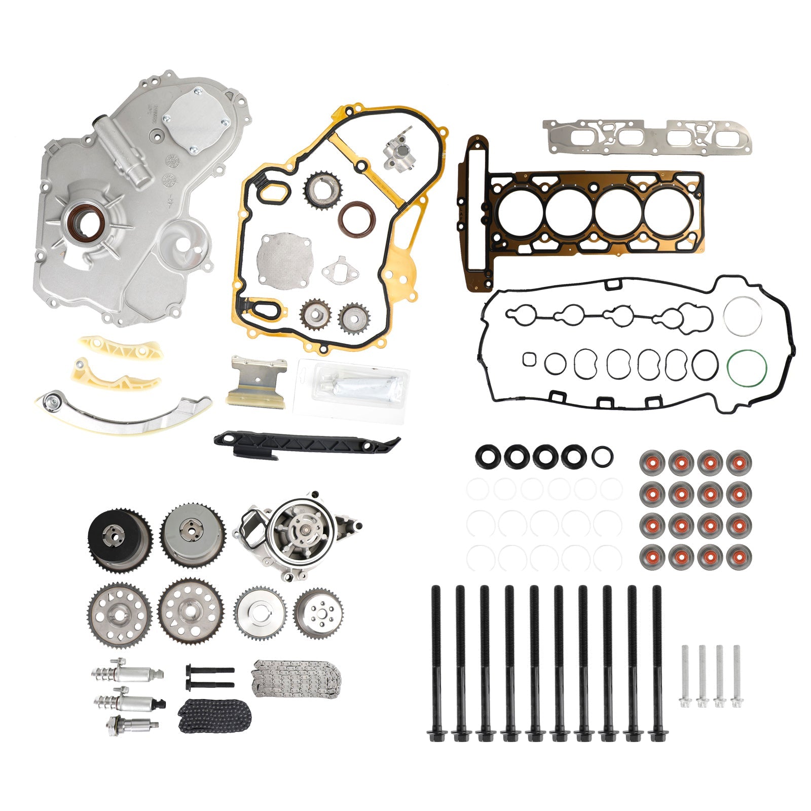 GM 2.0L 2.4L Timing Chain Kit Oil Pump Selenoid Actuator Gear Cover Kit for HS26517PT 90537632 24424758 24461834 12608580 24449448