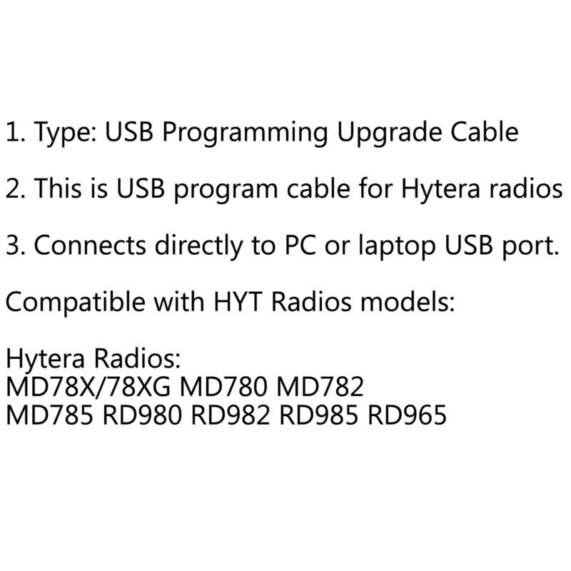 Cable de actualización de programación USB para Hytera MD650 MD780 RD782 MD782URD982 RD985