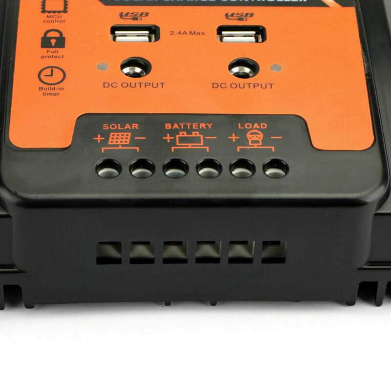 12/24V 30A Controlador de carga solar Panel Regulador de batería Dual USB
