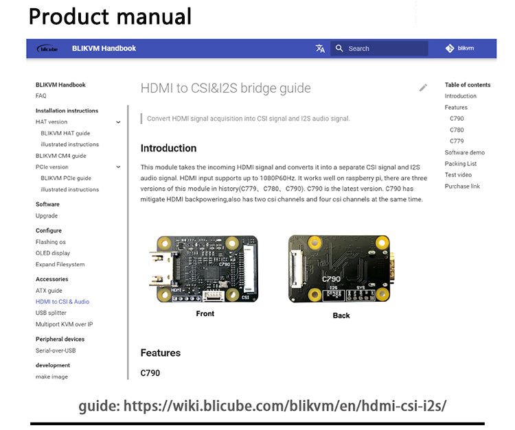 Módulo HDMI a CSI-2 C790 Entrada HDMI a placa de expansión CSI C0779 Pikvm