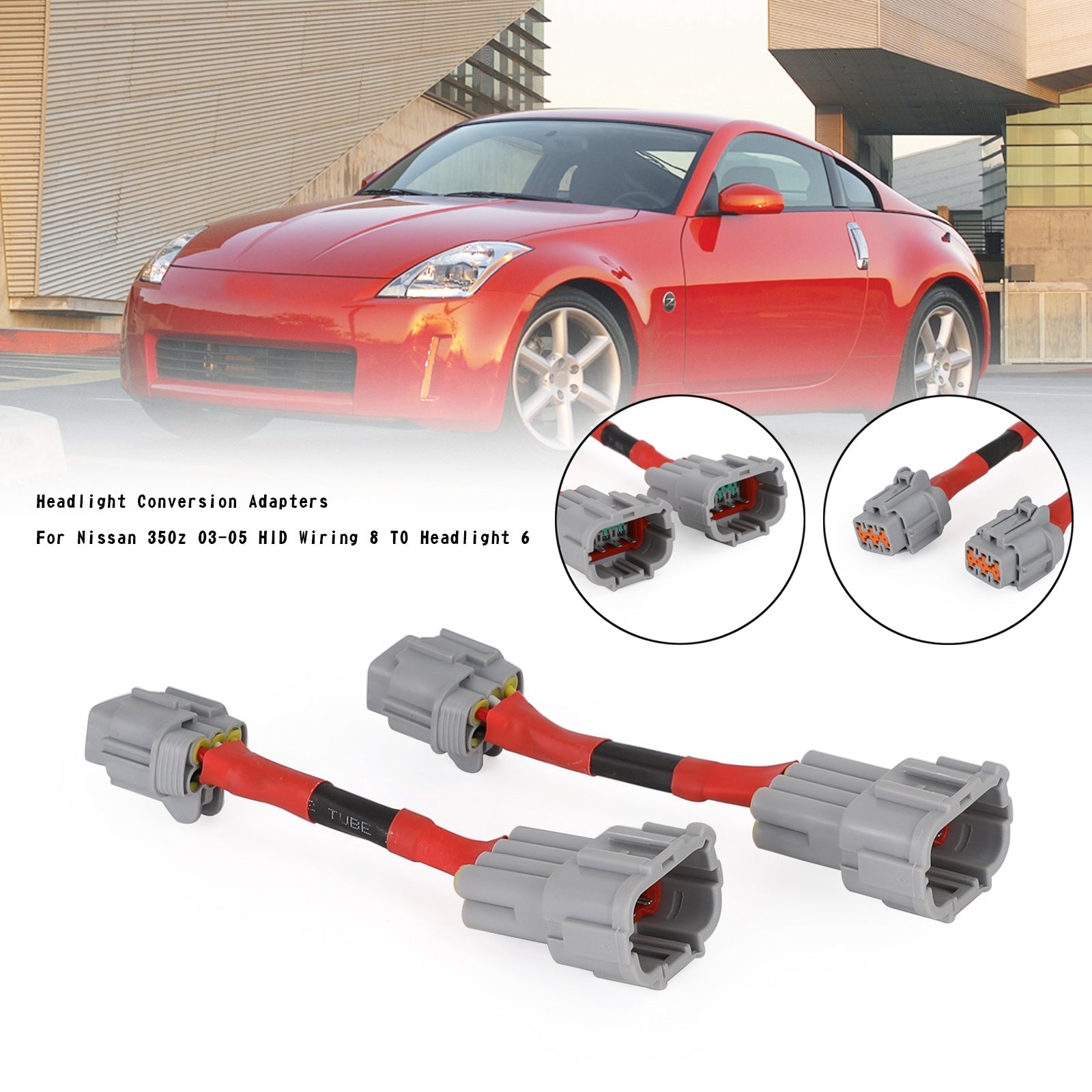 محولات تحويل المصباح الأمامي لنيسان 350z 03-05 HID Wiring 8 إلى المصباح 6 عام