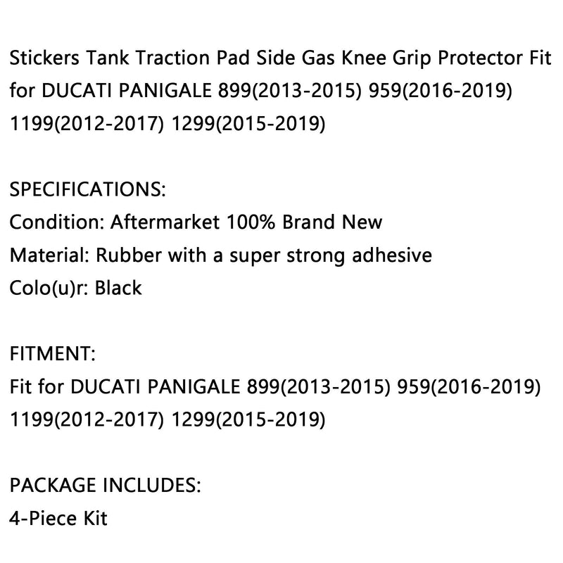 4X almohadillas de agarre de tracción de tanque lateral aptas para Ducati Panigale 899 13-15 959 16-19 genérico