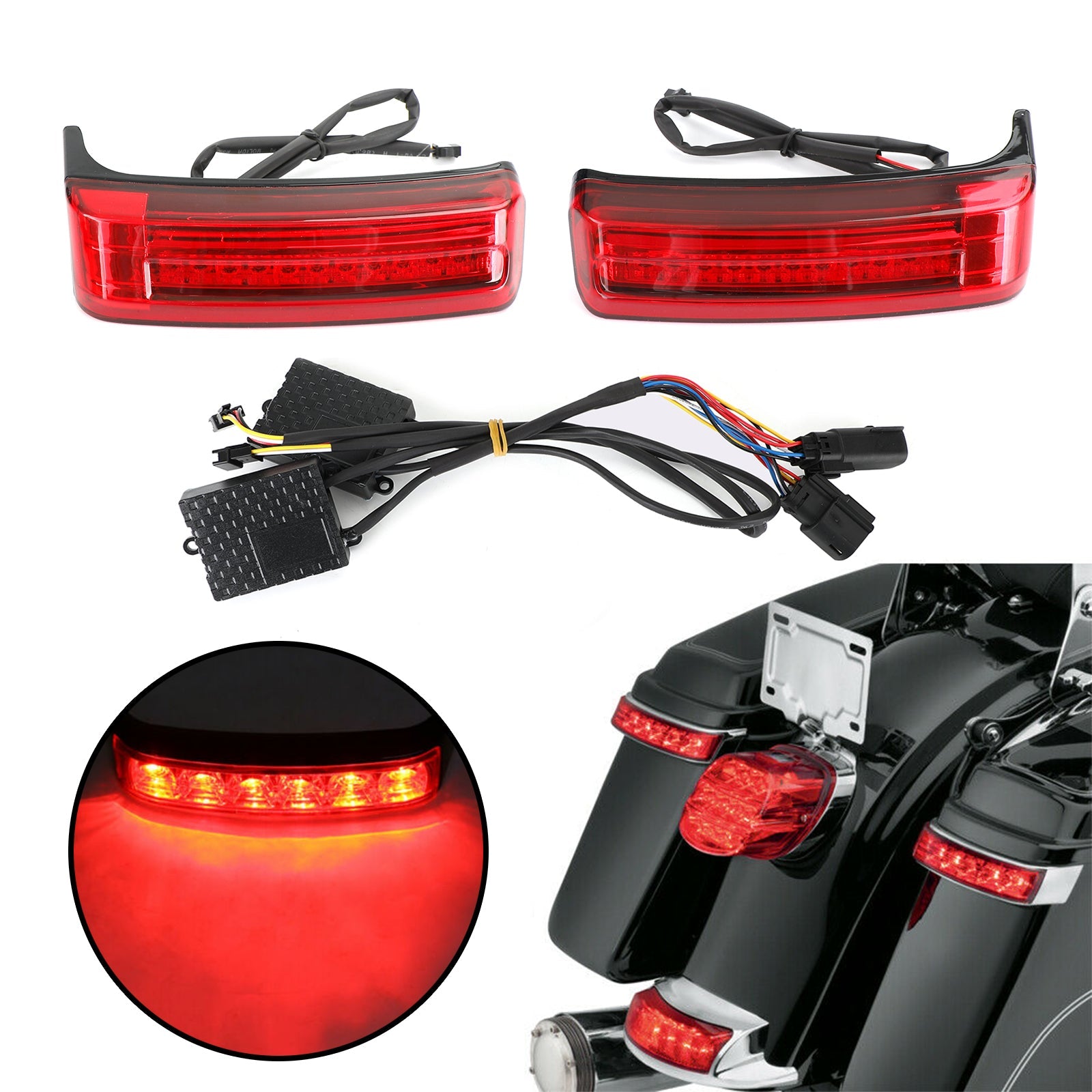 LED Saddlebag Saddle Bags Run Brake Turn Lamp Lights For Touring 2014-2021 Generic