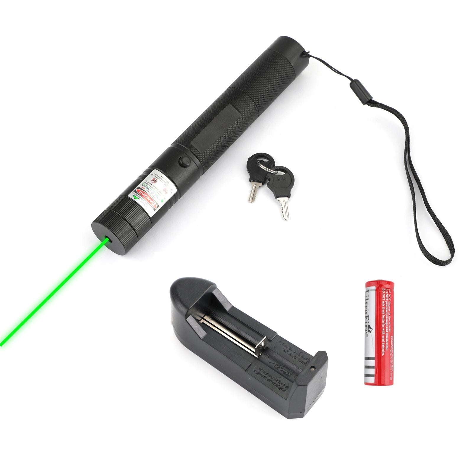 500Mile 532nm 303 Green Laser Pointer Visible Beam Light Lazer Pen+18650+Charger